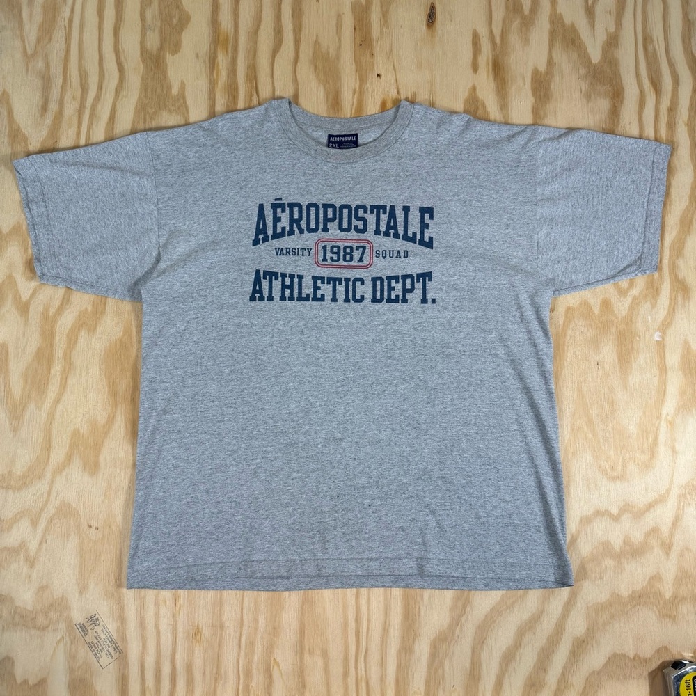 Aeropostale Mens Gray Graphic T Shirt Athletic Dept 1987 2XL Vintage